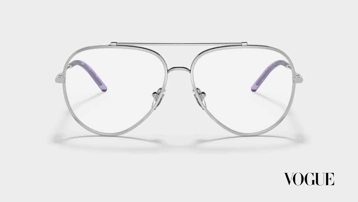 Thin silver rim glasses by Vogue.
